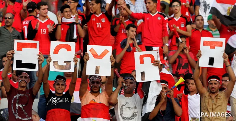 Supporters of Egypt attend the World Cup 2018 Africa qualifying football match between Egypt and Congo at the Borg al-Arab stadium in Alexandria on October 8, 2017. Photo by Amr Sayed