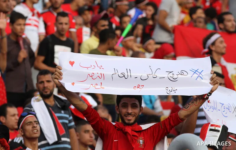 Supporters of Egypt attend the World Cup 2018 Africa qualifying football match between Egypt and Congo at the Borg al-Arab stadium in Alexandria on October 8, 2017. Photo by Amr Sayed