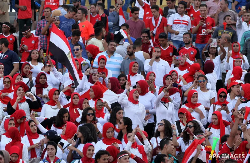 Supporters of Egypt attend the World Cup 2018 Africa qualifying football match between Egypt and Congo at the Borg al-Arab stadium in Alexandria on October 8, 2017. Photo by Amr Sayed
