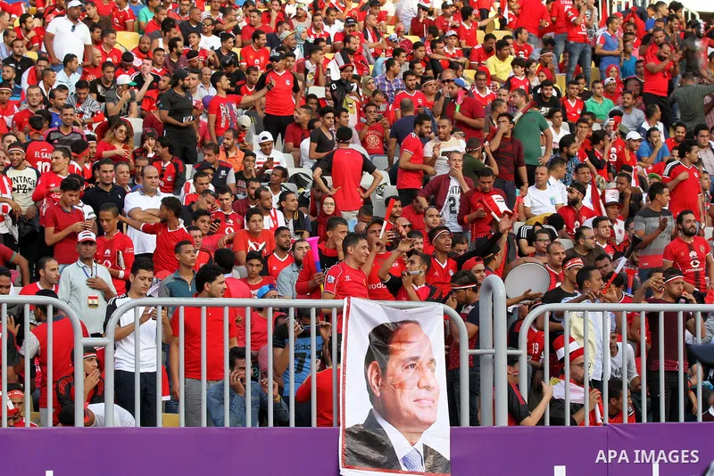Supporters of Egypt attend the World Cup 2018 Africa qualifying football match between Egypt and Congo at the Borg al-Arab stadium in Alexandria on October 8, 2017. Photo by Amr Sayed