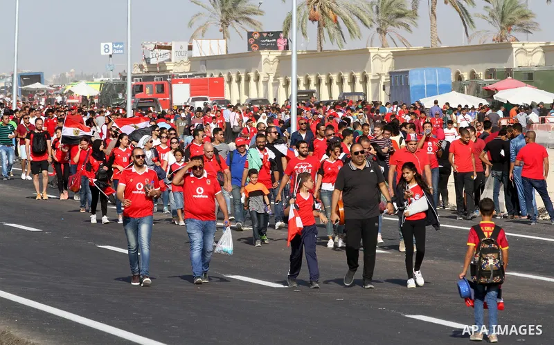 Supporters of Egypt arrive to Borg al-Arab stadium before the World Cup 2018 Africa qualifying football match between Egypt and Congo in Alexandria on October 8, 2017. Photo by Amr Sayed
