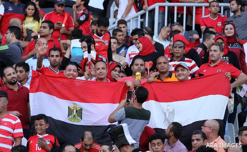 Supporters of Egypt attend the World Cup 2018 Africa qualifying football match between Egypt and Congo at the Borg al-Arab stadium in Alexandria on October 8, 2017. Photo by Amr Sayed