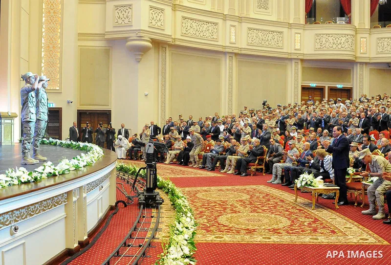 Egyptian President Abdel Fattah al-Sisi attends the educational seminar of the armed forces, in Cairo, Egypt, on October 9, 2017. Photo by Egyptian President Office