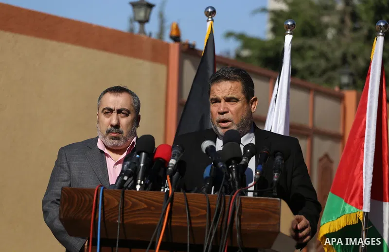 Senior Hamas leader Salah El-Bardawil, speaks during a press conference in Gaza City October 12, 2017. Rival Palestinian factions Hamas and Fatah have reached agreement on aspects of their reconciliation bid during talks...