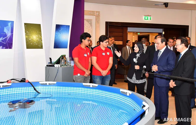 Egyptian President Abdel Fattah al-Sisi attends the graduation ceremony of Presidential Initiative "Pioneers of Future Technology", in Cairo, Egypt, on October 15, 2017. Photo by Egyptian President Office