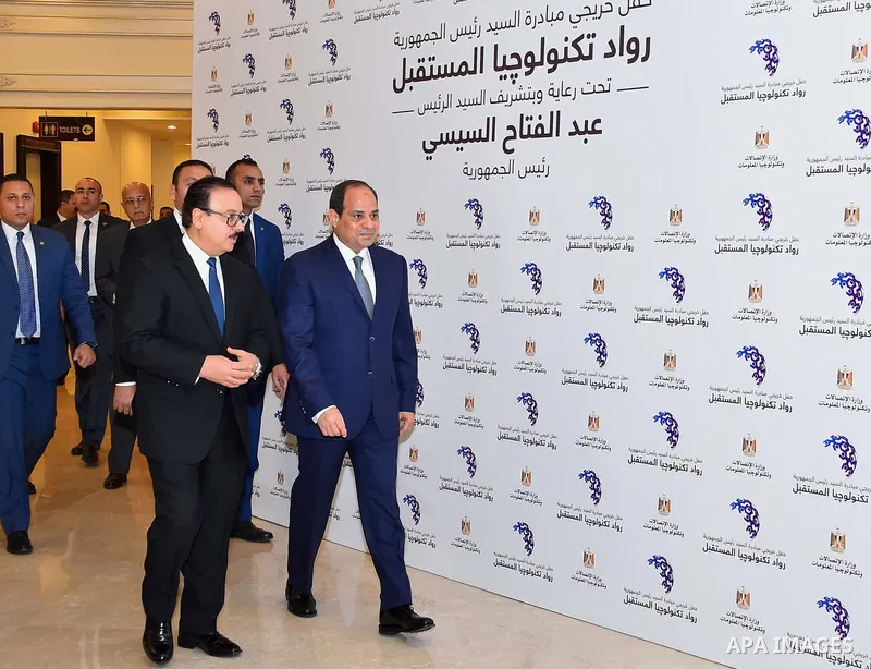 Egyptian President Abdel Fattah al-Sisi attends the graduation ceremony of Presidential Initiative "Pioneers of Future Technology", in Cairo, Egypt, on October 15, 2017. Photo by Egyptian President Office