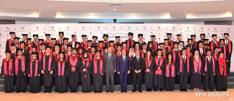 Egyptian President Abdel Fattah al-Sisi attends the graduation ceremony of Presidential Initiative "Pioneers of Future Technology", in Cairo, Egypt, on October 15, 2017. Photo by Egyptian President Office