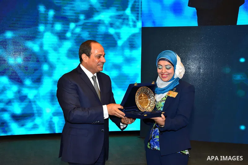 Egyptian President Abdel Fattah al-Sisi attends the graduation ceremony of Presidential Initiative "Pioneers of Future Technology", in Cairo, Egypt, on October 15, 2017. Photo by Egyptian President Office