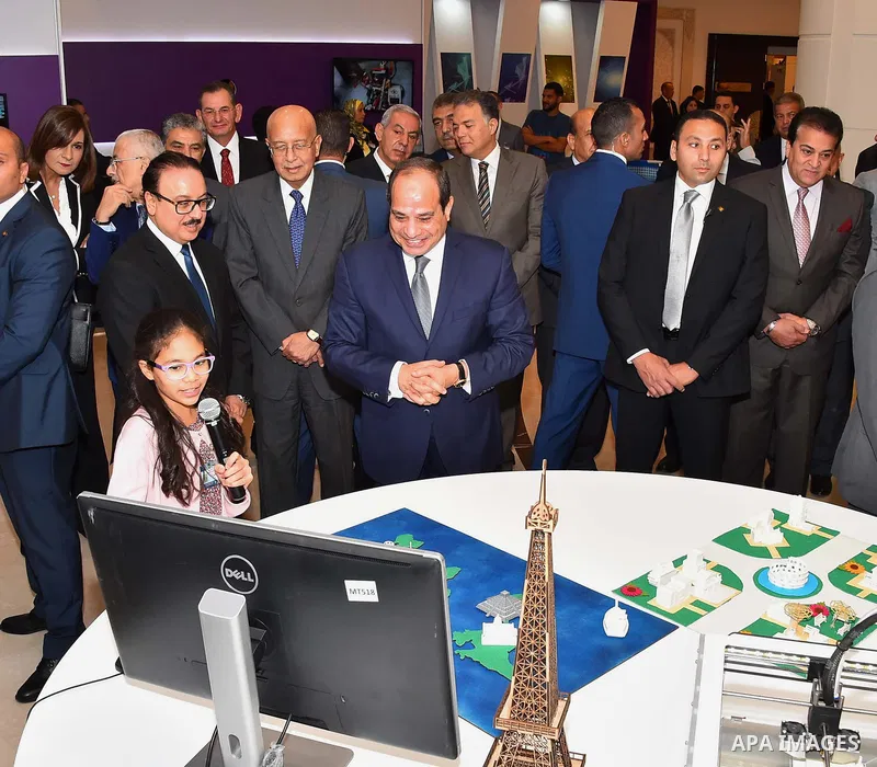 Egyptian President Abdel Fattah al-Sisi attends the graduation ceremony of Presidential Initiative "Pioneers of Future Technology", in Cairo, Egypt, on October 15, 2017. Photo by Egyptian President Office