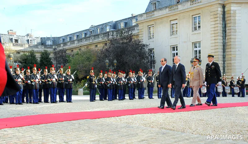 Egyptian President Abdel Fattah al-Sisi meets with French National Assembly President Francois de Rugy at the National Assembly in Paris, France, October 25, 2017. Photo by Egyptian President Office