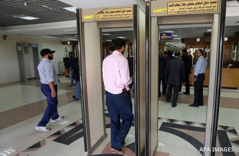 A delegation from the Bank of Palestine arrive at the Rafah border crossing, in the southern Gaza Strip, 31 October 2017. Hamas on 31 October handed over control of the Rafah Border Crossing to the Palestinian authority...