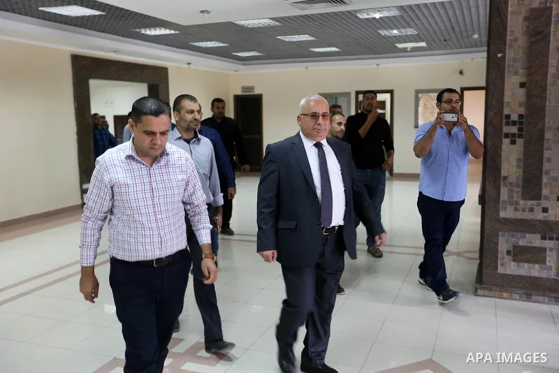 A delegation from the Bank of Palestine arrive at the Rafah border crossing, in the southern Gaza Strip, 31 October 2017. Hamas on 31 October handed over control of the Rafah Border Crossing to the Palestinian authority...