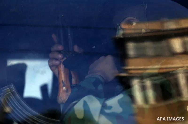 Palestinian Islamic Jihad militants attend the funeral of comrades killed in an Israeli operation to blow up a tunnel stretching from the Gaza Strip into Israel at the Bureij refugee camp, in central Gaza, on October 31,...