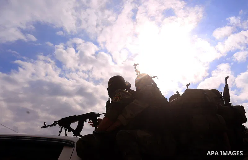 Palestinian Islamic Jihad militants attend the funeral of comrades killed in an Israeli operation to blow up a tunnel stretching from the Gaza Strip into Israel at the Bureij refugee camp, in central Gaza, on October 31,...