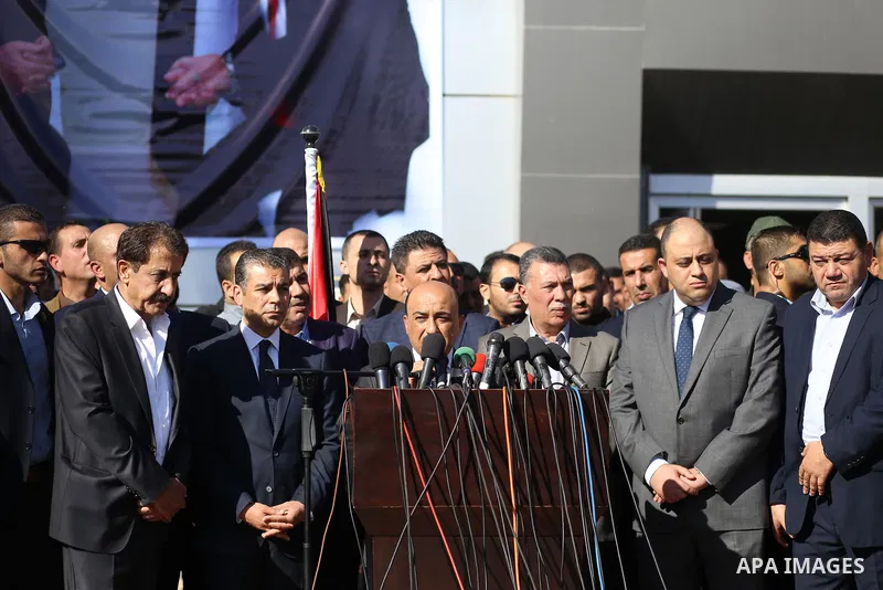 Palestinian housing minister Mufeed al-Hasayna Mufeed al-Husayna speaks during a press conference at Rafah border crossing with Egypt, in the southern Gaza Strip November 1, 2017. Hamas handed over control of the Gaza St...
