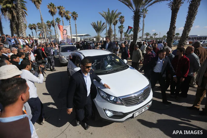 Palestinian housing minister Mufeed al-Hasayna Mufeed al-Husayna, gestures as he arrives at Rafah border crossing with Egypt, in the southern Gaza Strip November 1, 2017. Hamas handed over control of the Gaza Strip's bor...