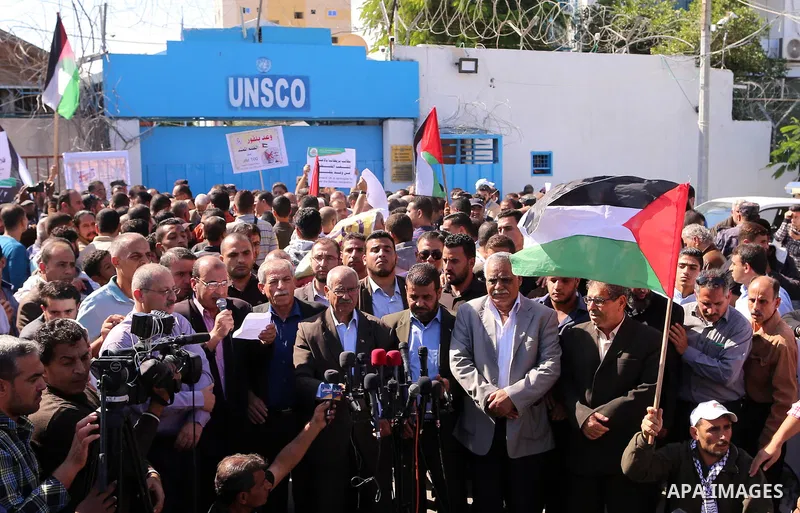 Palestinians take part in a protest against the 100th anniversary of Britain's Balfour Declaration in Gaza City on November 2, 2017, which helped lead to Israel's creation and the Israeli-Palestinian conflict. Palestinia...