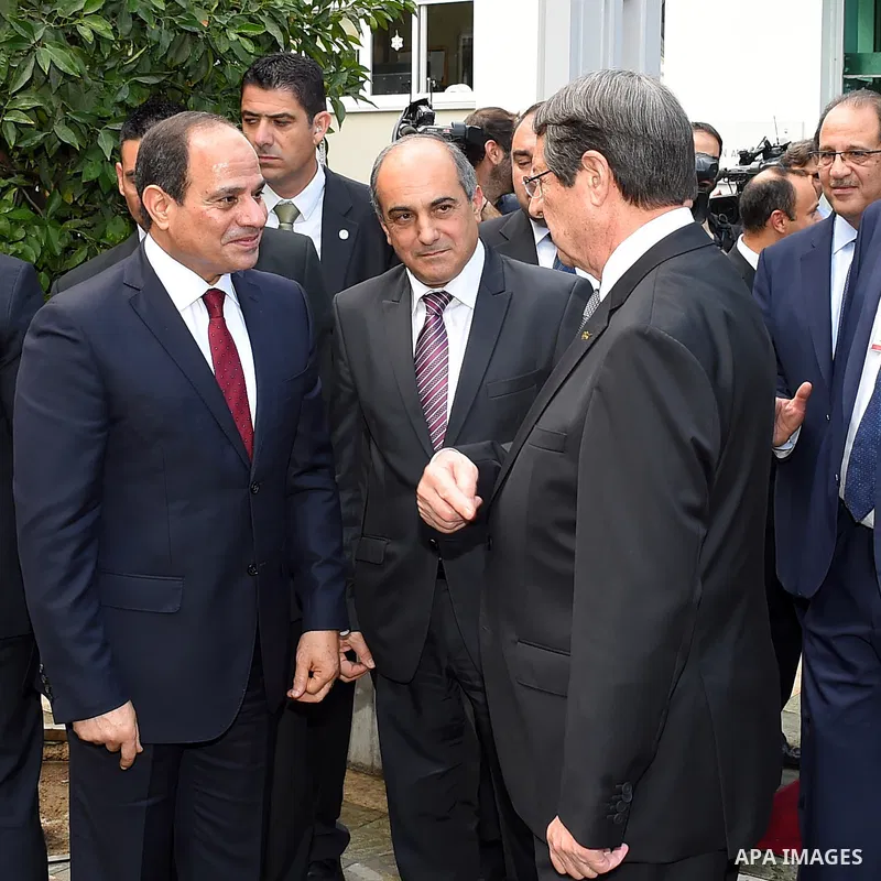 Egyptian President Abdel Fattah al-Sisi visits the Cypriot parliament in the capital Nicosia on November 20, 2017. Photo by Egyptian President Office