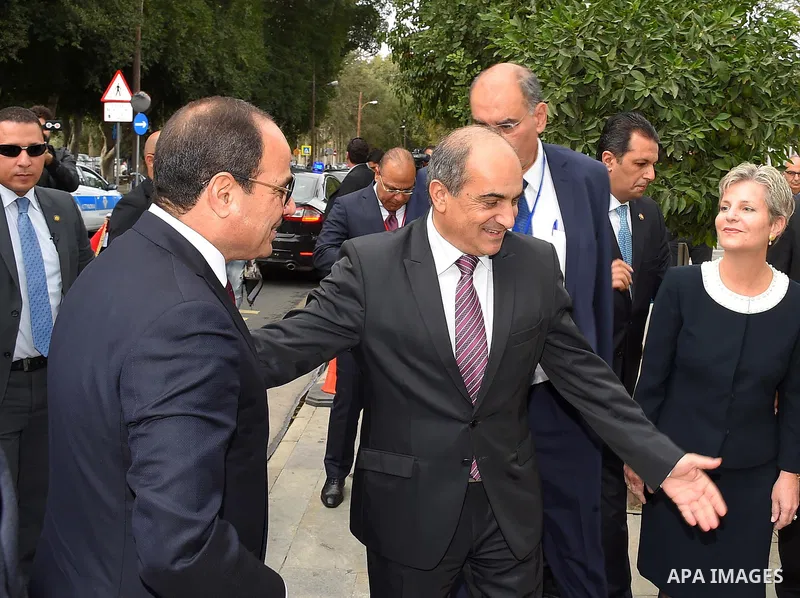 Egyptian President Abdel Fattah al-Sisi visits the Cypriot parliament in the capital Nicosia on November 20, 2017. Photo by Egyptian President Office