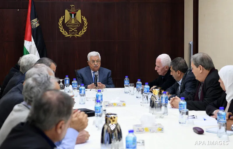 Palestinian President Mahmoud Abbas chairs a meeting of the Central Committee in the West Bank city of Ramallah on November 25, 2017. Photo by Osama Falah