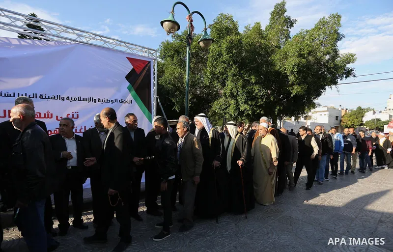 Palestinians take part in a mourning tent set up for people to pay their respects to the Egyptian victims after the deadly attack on a mosque in Egypt's Sinai, on November 26, 2017 in Gaza city. According to latest repor...