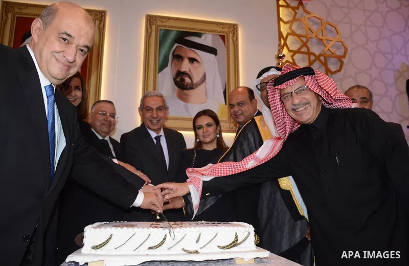 Egypt's Minister of Trade and Industry Tarek Qabil take part in a celebration of the 46th Emirati National Day, in Cairo, Egypt on December 02, 2017. Photo by Amr Sayed