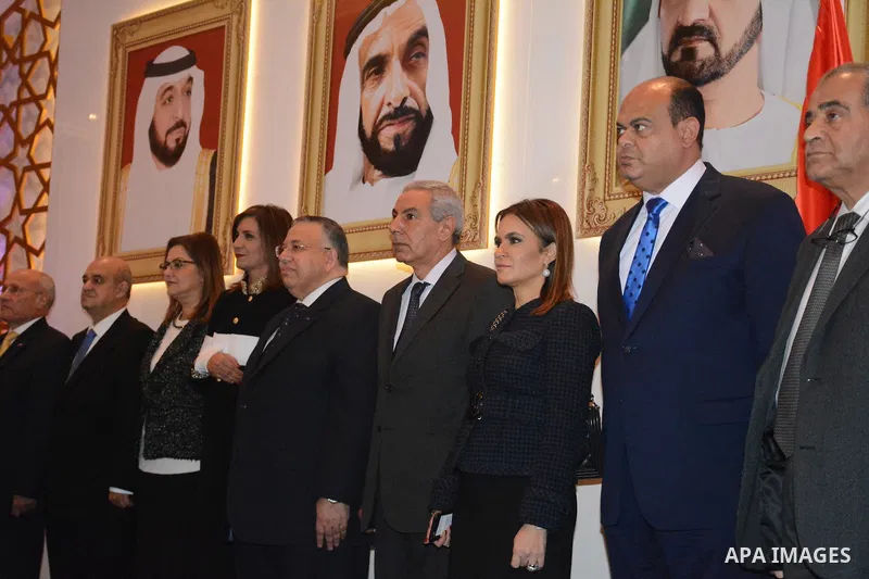 Egypt's Minister of Trade and Industry Tarek Qabil take part in a celebration of the 46th Emirati National Day, in Cairo, Egypt on December 02, 2017. Photo by Amr Sayed