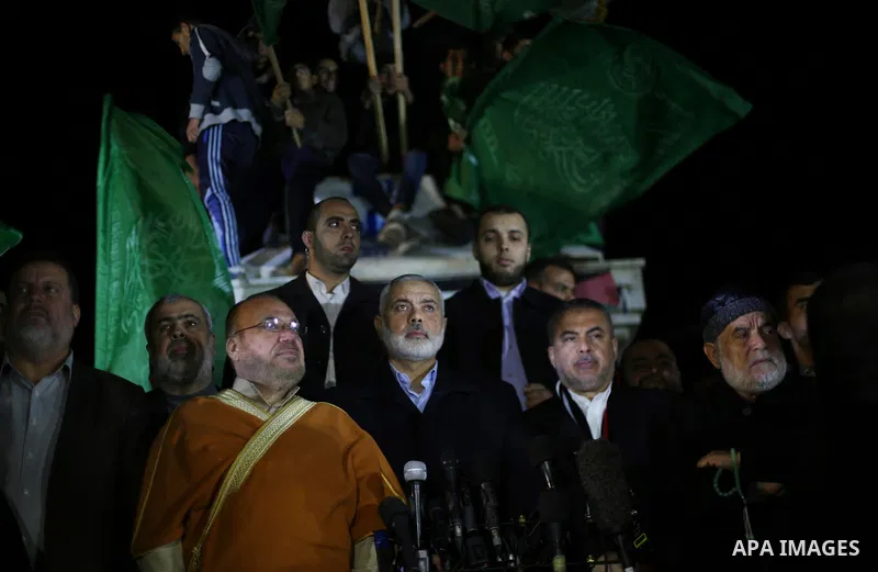 Palestinian leaders of Hamas movement take part in a protest against the U.S. intention to move its embassy to Jerusalem and to recognize the city of Jerusalem as the capital of Israel, in Gaza city December 6, 2017. Tru...