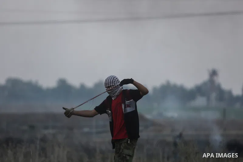 Palestinian protesters clash with Israeli security forces near the Israel-Gaza border east of Gaza City on December 29, 2017, as demonstrations continue over the US president's controversial recognition of Jerusalem as I...