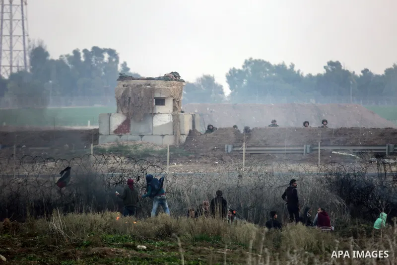 Palestinian protesters clash with Israeli security forces near the Israel-Gaza border east of Gaza City on December 29, 2017, as demonstrations continue over the US president's controversial recognition of Jerusalem as I...