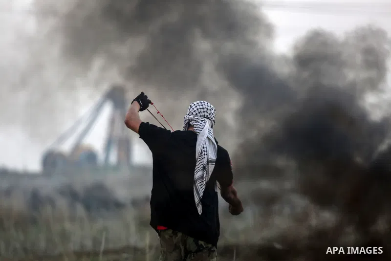 Palestinian protesters clash with Israeli security forces near the Israel-Gaza border east of Gaza City on December 29, 2017, as demonstrations continue over the US president's controversial recognition of Jerusalem as I...