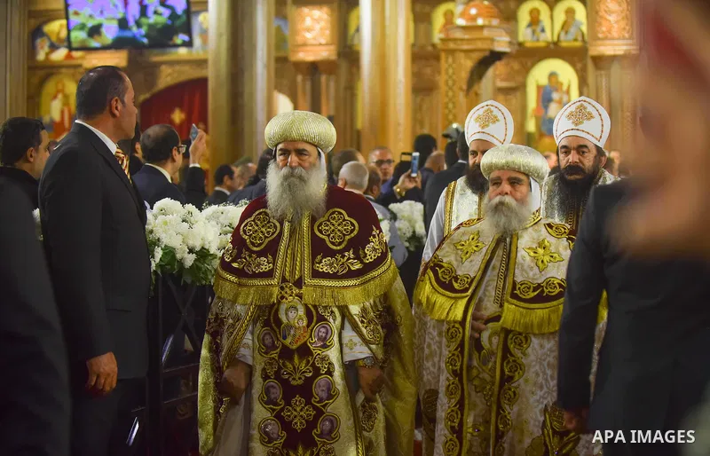 Coptic Orthodox Christians attend the Christmas Eve mass at the Nativity of Christ Cathedral in Cairo on January 6, 2018. Coptic Orthodox Christians packed the newly built Nativity of Christ Cathedral for a Christmas Eve...
