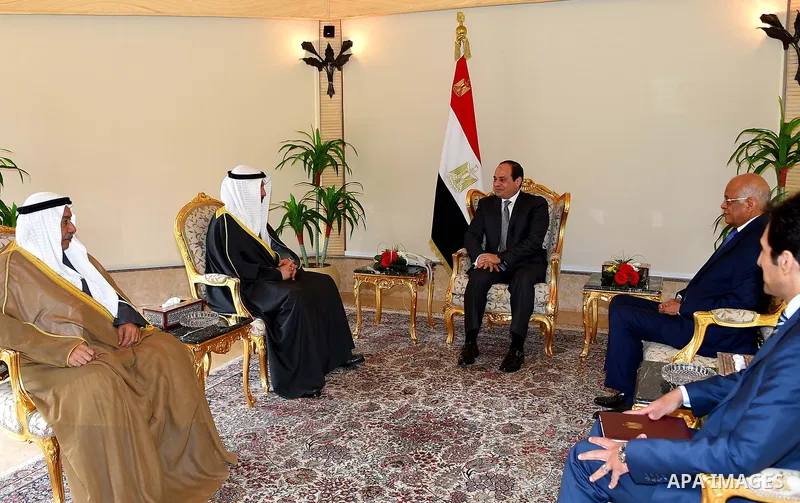 Egyptian President Abdel Fattah al-Sisi meets with Marzouk al-Ghanim, Speaker of the Kuwaiti National Assembly in Cairo, Egypt, on January 17, 2018. Photo by Egyptian President Office