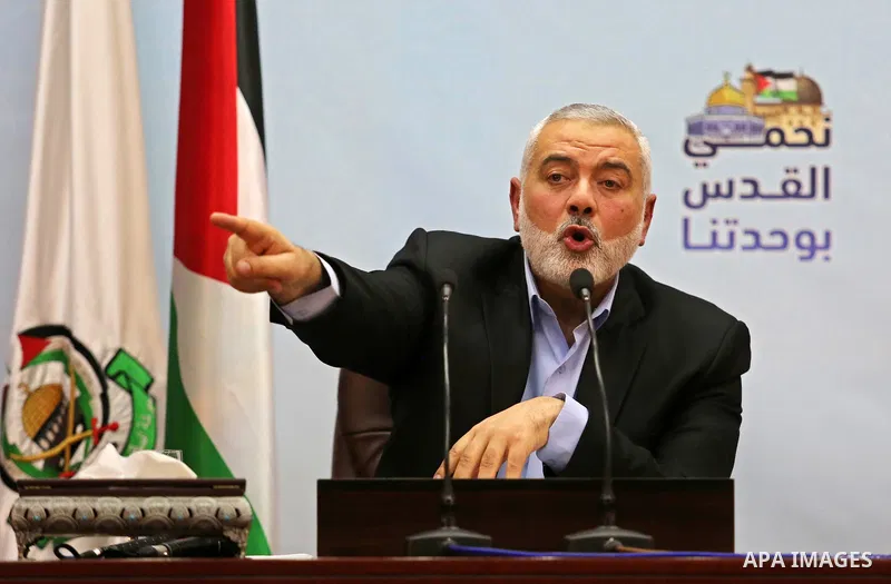 Hamas' leader Ismail Haniya delivers a speech in Gaza city on January 23, 2018. Photo by Ashraf Amra