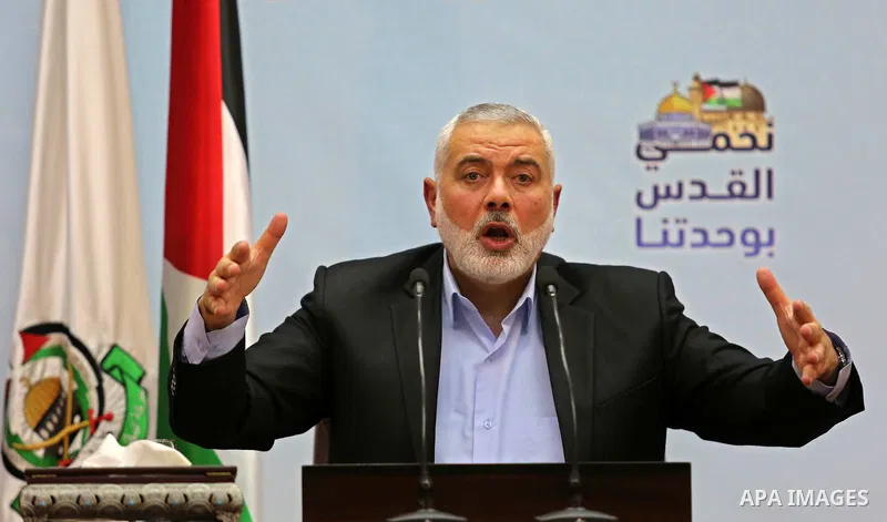 Hamas' leader Ismail Haniya delivers a speech in Gaza city on January 23, 2018. Photo by Ashraf Amra