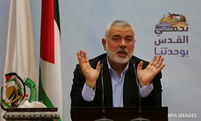 Hamas' leader Ismail Haniya delivers a speech in Gaza city on January 23, 2018. Photo by Ashraf Amra