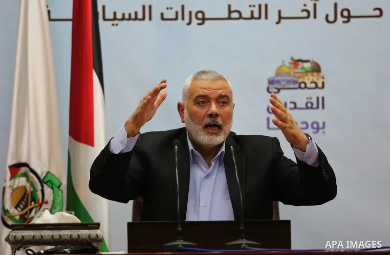 Hamas' leader Ismail Haniya delivers a speech in Gaza city on January 23, 2018. Photo by Ashraf Amra