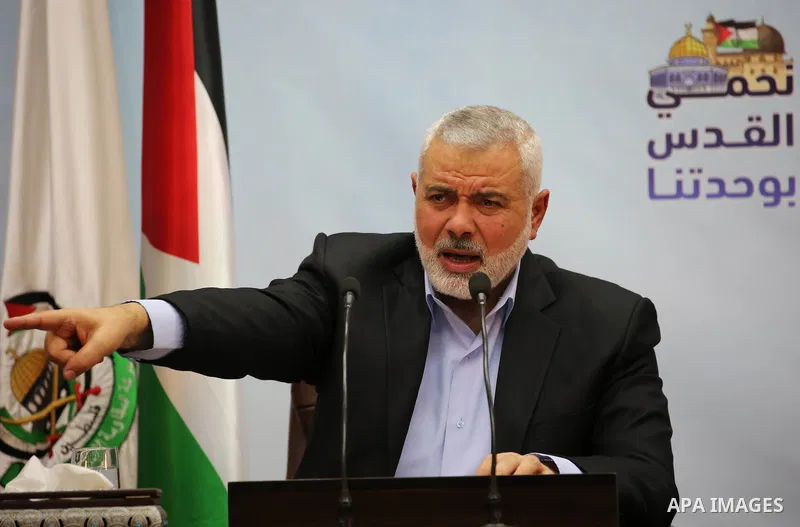 Hamas' leader Ismail Haniya delivers a speech in Gaza city on January 23, 2018. Photo by Ashraf Amra