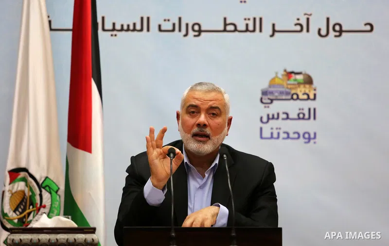 Hamas' leader Ismail Haniya delivers a speech in Gaza city on January 23, 2018. Photo by Ashraf Amra