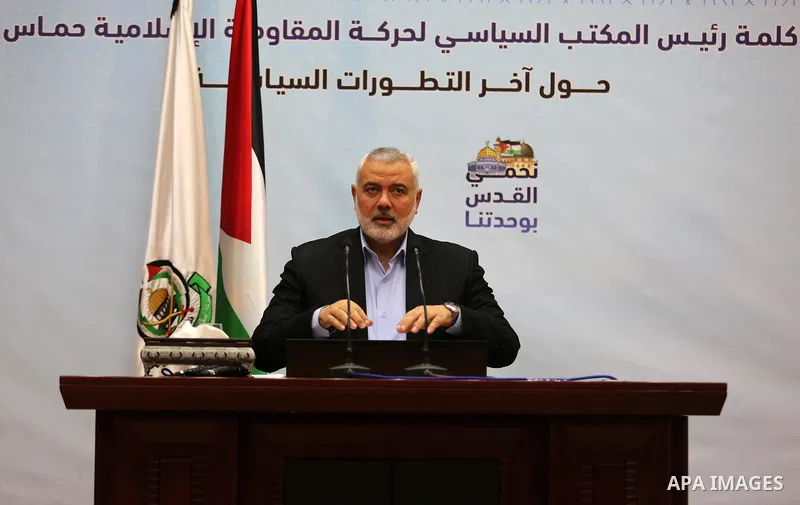 Hamas' leader Ismail Haniya delivers a speech in Gaza city on January 23, 2018. Photo by Ashraf Amra
