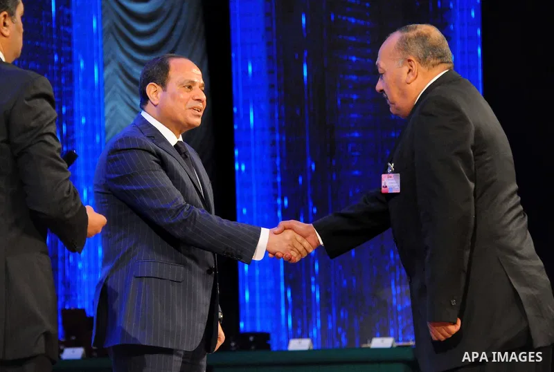 Egyptian President Abdel Fattah al-Sisi participates in a celebration marking Police Day, in Cairo, Egypt, on January 24, 2018. Photo by Egyptian President Office