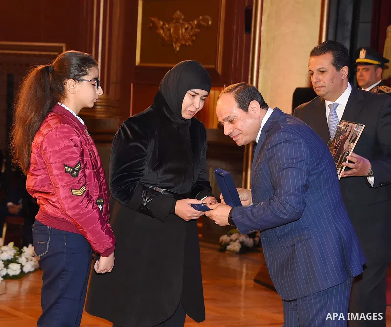 Egyptian President Abdel Fattah al-Sisi participates in a celebration marking Police Day, in Cairo, Egypt, on January 24, 2018. Photo by Egyptian President Office
