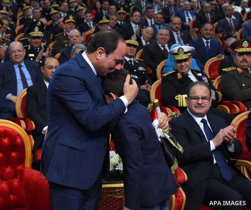 Egyptian President Abdel Fattah al-Sisi participates in a celebration marking Police Day, in Cairo, Egypt, on January 24, 2018. Photo by Egyptian President Office