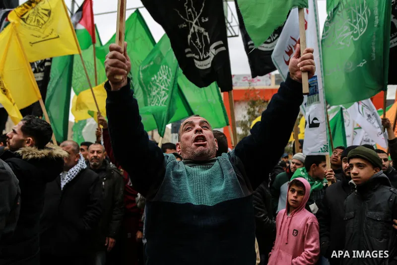 Palestinians take part in a protest against US President Donald Trump's decision to recognise Jerusalem as the capital of Israel, in Jabalia in the northern Gaza Strip on January 26, 2018. Photo by Mohammed Dahman