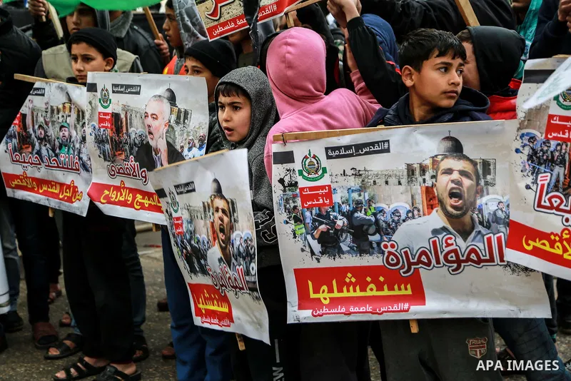 Palestinians take part in a protest against US President Donald Trump's decision to recognise Jerusalem as the capital of Israel, in Jabalia in the northern Gaza Strip on January 26, 2018. Photo by Mohammed Dahman