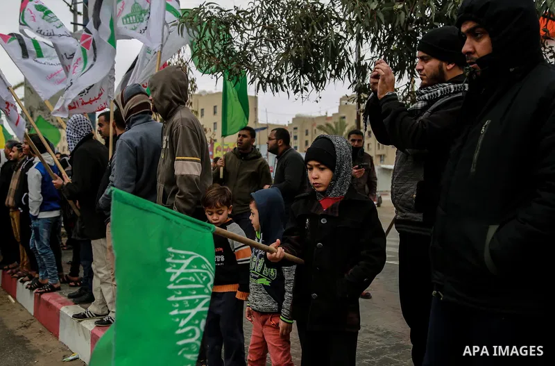 Palestinians take part in a protest against US President Donald Trump's decision to recognise Jerusalem as the capital of Israel, in Jabalia in the northern Gaza Strip on January 26, 2018. Photo by Mohammed Dahman