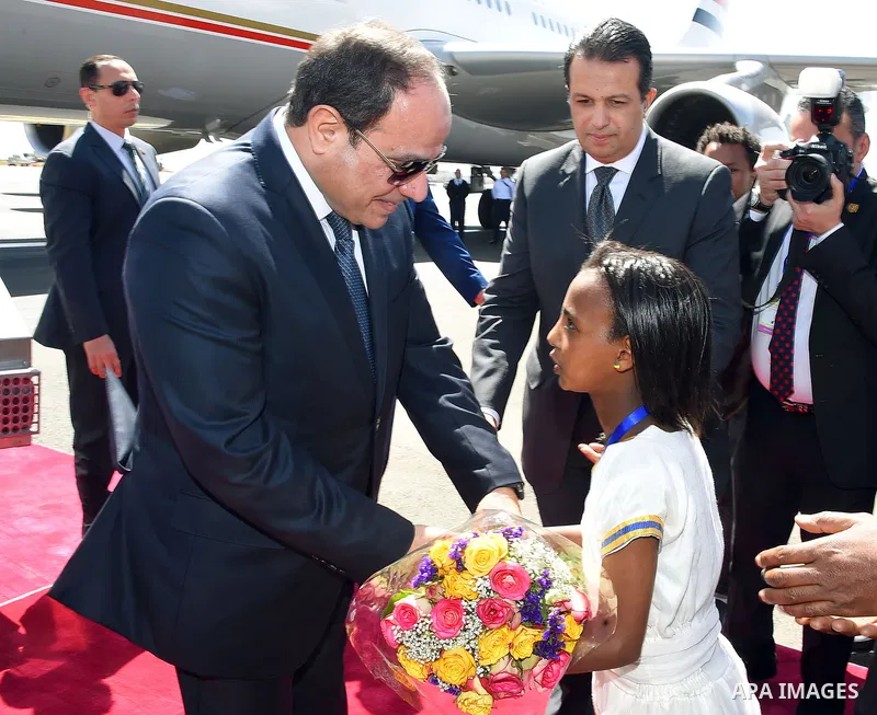 Egyptian President, Abdel Fattah al-Sisi, upon arriving at Addis Ababa, Ethiopia, January 27, 2018. Photo by Egyptian President Office