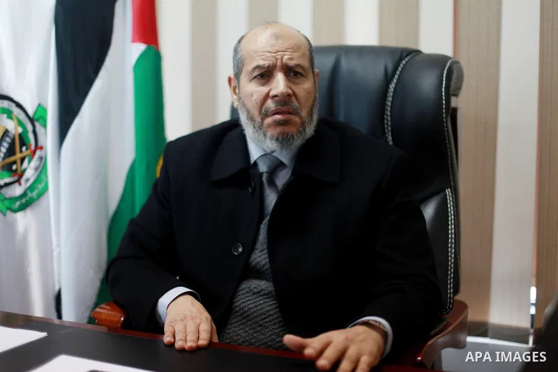 Senior Hamas leader Khalil al-Hayah speaks during an interview at his office in Gaza city on January 28, 2018. Al-Hayah said that Hamas movement seek to end the division and achieve national reconciliation with Fatah mov...