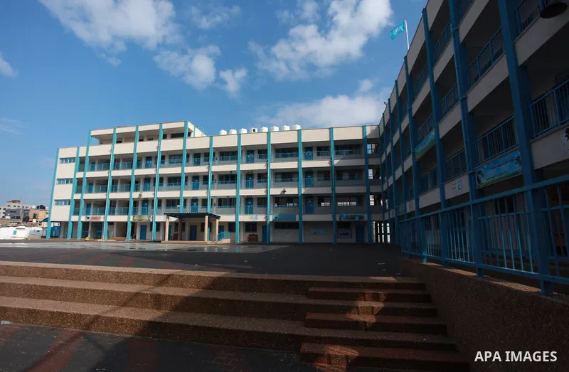 A view into a closed school during the strike against froze tens of millions of dollars in contributions to the United Nations Relief and Work Agency (UNRWA), in Gaza city on January 29, 2018. Photo by Mahmoud Ajour