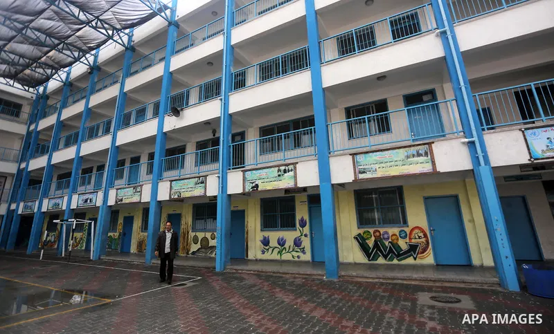 A view into a closed school during the strike against froze tens of millions of dollars in contributions to the United Nations Relief and Work Agency (UNRWA), in Gaza city on January 29, 2018. Photo by Mohammed Asad